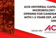 ACG Universal Capsules Microbiology Job Opening For Candidates With 1-3 Years Exp, Apply Online ACG Universal Capsules Microbiology