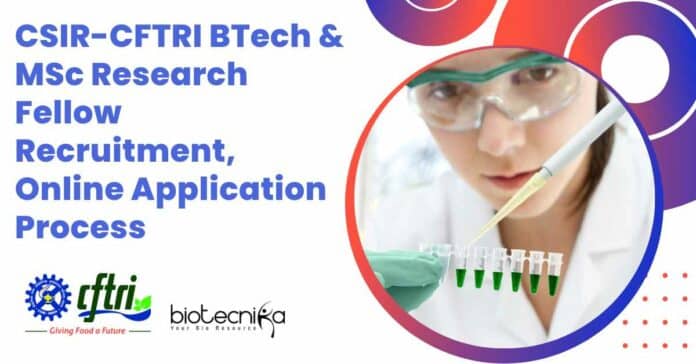 CFTRI BTech Biotech JRF