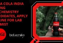 Coca Cola India Hiring Biochemistry Candidates, Apply Online For Lab Chemist Coca Cola India Hiring