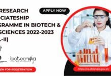 DBT-Research Associateship Programme in Biotech & Life Sciences 2022-2023 (Call-II) DBT RA Programme 2022-2023