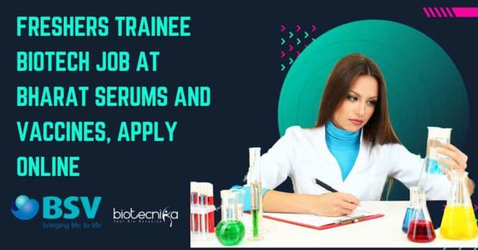 Freshers Trainee Biotech Job