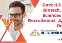 Govt ILS MSc Biotech, Life Sciences SRF Recruitment, Apply Online Govt ILS MSc Biotech