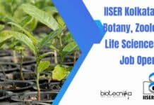IISER Kolkata MSc Botany, Zoology & Life Sciences JRF Job Openings IISER Kolkata MSc Botany