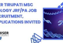 IISER Tirupati MSc Biology JRF/PA Job Recruitment, Applications Invited IISER Tirupati MSc Biology