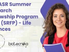 JNCASR Summer Research Fellowship 2023 Program (SRFP) - Life Sciences