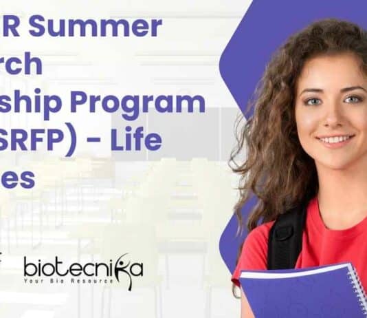 JNCASR Summer Research Fellowship 2023 Program (SRFP) - Life Sciences