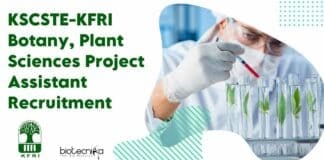KSCSTE-KFRI Plant Sciences Project Assistant