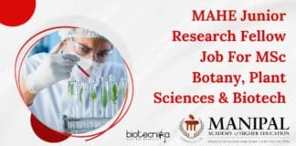 MAHE JRF Post For MSc Botany