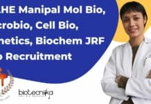 MAHE Manipal Mol Bio, Microbio, Cell Bio, Genetics, Biochem JRF Job Recruitment MAHE Research Fellow Job