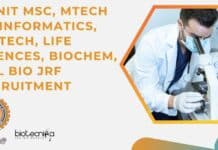 MNNIT MSc, MTech Bioinformatics, Biotech, Life Sciences, Biochem, Mol Bio Junior Research Fellow Recruitment MNNIT Junior Research Fellow