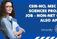 CSIR-NCL MSc Life Sciences Project Job – NON-NET Can Also Apply NCL Project Vacancy MSc