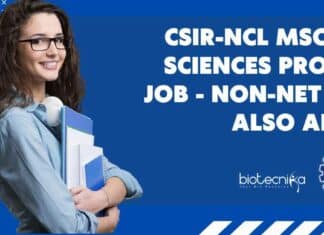CSIR-NCL MSc Life Sciences Project Job – NON-NET Can Also Apply NCL Project Vacancy MSc