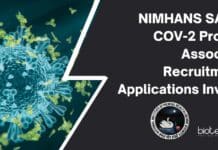 NIMHANS SARS- COV-2 Project Associate Recruitment, Applications Invited NIMHANS COVID Project Associate