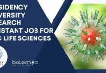 Presidency University Research Assistant Job For MSc Life Sciences Presidency University Research Assistant