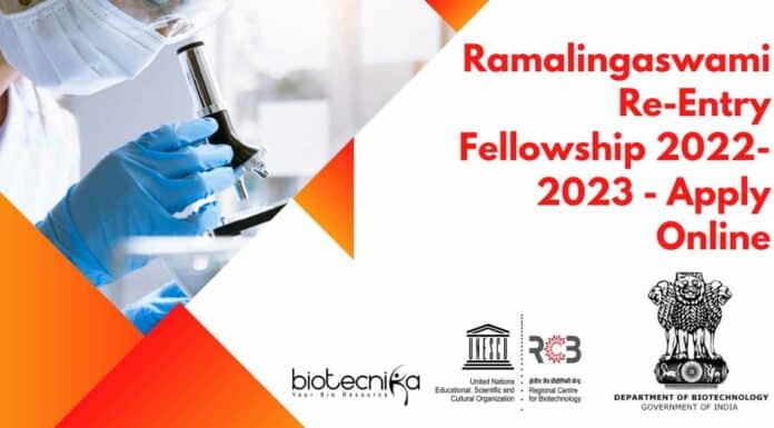 Ramalingaswami Re-Entry Fellowship 2022-2023