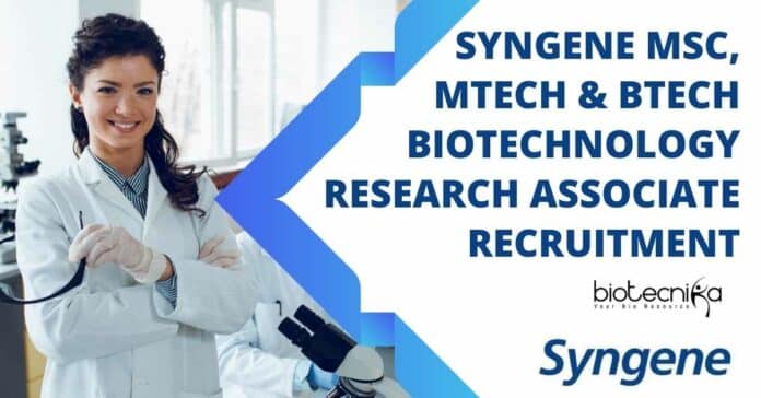 Syngene Biotechnology Associate Job