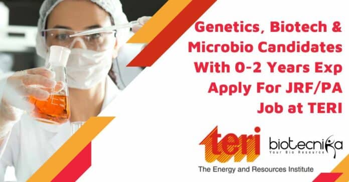 TERI Freshers Jobs MSc