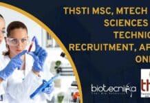 THSTI MSc, MTech Life Sciences Lab Technician Recruitment, Apply Online THSTI Lab Tech Job