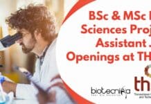 BSc & MSc Life Sciences Project Assistant Job Openings at THSTI THSTI Project Vacancies BSc & MSc