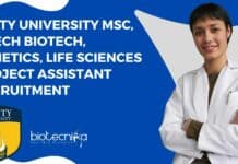 Amity University MSc, MTech Biotech, Genetics, Life Sciences Project Assistant Recruitment Amity University Project Vacancy