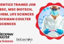Apprentice Trainee Job For BSc, MSc Biotech, Biochem, Life Sciences at Beckman Coulter Life Sciences Apprentice Trainee Job