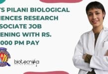 BITS Pilani Biological Sciences Research Associate Job Opening With Rs. 60,000 pm Pay BITS Pilani Biological Sciences
