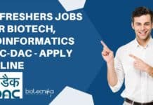 30 Freshers Jobs For Biotech, Bioinformatics at C-DAC – Apply Online C-DAC Pune Freshers Job