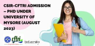 CFTRI Admission 2023 August