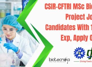CSIR-CFTRI MSc Biotech Project Job