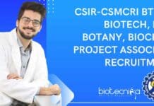 CSIR-CSMCRI BTech Biotech, MSc Botany, Biochem Project Associate Recruitment CSIR-CSMCRI BTech Biotech