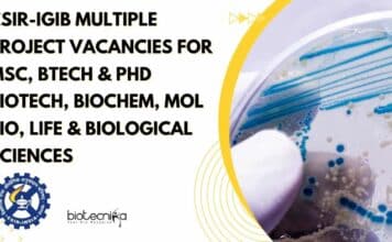 CSIR-IGIB Multiple Project Vacancies For MSc, BTech & PhD Biotech, Biochem, Mol Bio, Life & Biological Sciences CSIR-IGIB Multiple Project Vacancies
