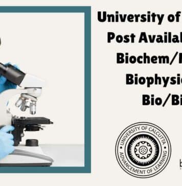 University of Calcutta JRF Post Available For MSc Biochem/Microbio/Biophysics & Mol Bio/Biotech Calcutta University Job Opening