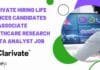 Clarivate Hiring Life Sciences Candidates For Associate Healthcare Research & Data Analyst Job Clarivate Life Sciences Job Hiring