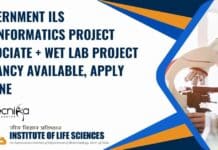 Government ILS Bioinformatics Project Associate + Wet Lab Project Vacancy Available, Apply Online Government ILS Bioinformatics Project