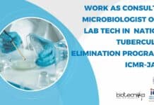 Work As Consultant Microbiologist or Sr. Lab Tech in National Tuberculosis Elimination Program at ICMR-JALMA ICMR NJIL&OMD Job Openings