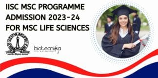 IISc MSc Admission 2023-24