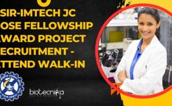 CSIR-IMTECH JC Bose Fellowship Award Project Recruitment – Attend Walk-In IMTECH Project Vacancy 2023