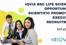 IQVIA BSc Life Sciences Opportunity – Scientific Promotion Executive Recruitment IQVIA BSc Jobs 2023