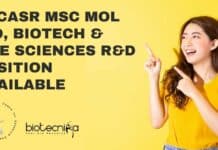 JNCASR MSc Mol Bio, Biotech & Life Sciences R&D Position Available JNCASR MSc Mol Bio