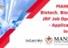 MAHE MSc Biotech, Biochem JRF Job Opening – Applications Invited MAHE MSc Biotech