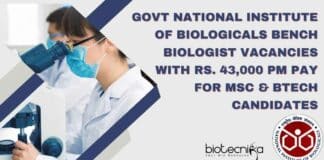 NIB Bench Biologists Recruitment