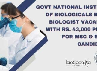NIB Bench Biologists Recruitment