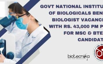 NIB Bench Biologists Recruitment