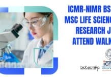 ICMR-NIMR BSc & MSc Life Sciences Research Job, Attend Walk-In NIMR BSc Research Job