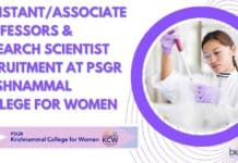 Assistant/Associate Professors & Research Scientist Recruitment at PSGR Krishnammal College for Women PSGR Krishnammal College Vacancies