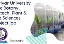 Periyar University MSc Botany, Biotech, Plant & Life Sciences Project job Periyar University MSc Botany