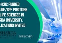 ICMR-ICRC Funded RA/JRF/SRF Positions for Life Sciences in Sharda University, Applications Invited Sharda University Research Jobs