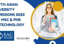 South Asian University Admissions 2023 For MSc & PhD Biotechnology South Asian University Admissions