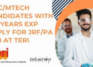 TERI Freshers Job MSc