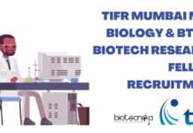TIFR Mumbai MSc Biology & BTech Biotech Research Fellow Recruitment TIFR Mumbai MSc Biology